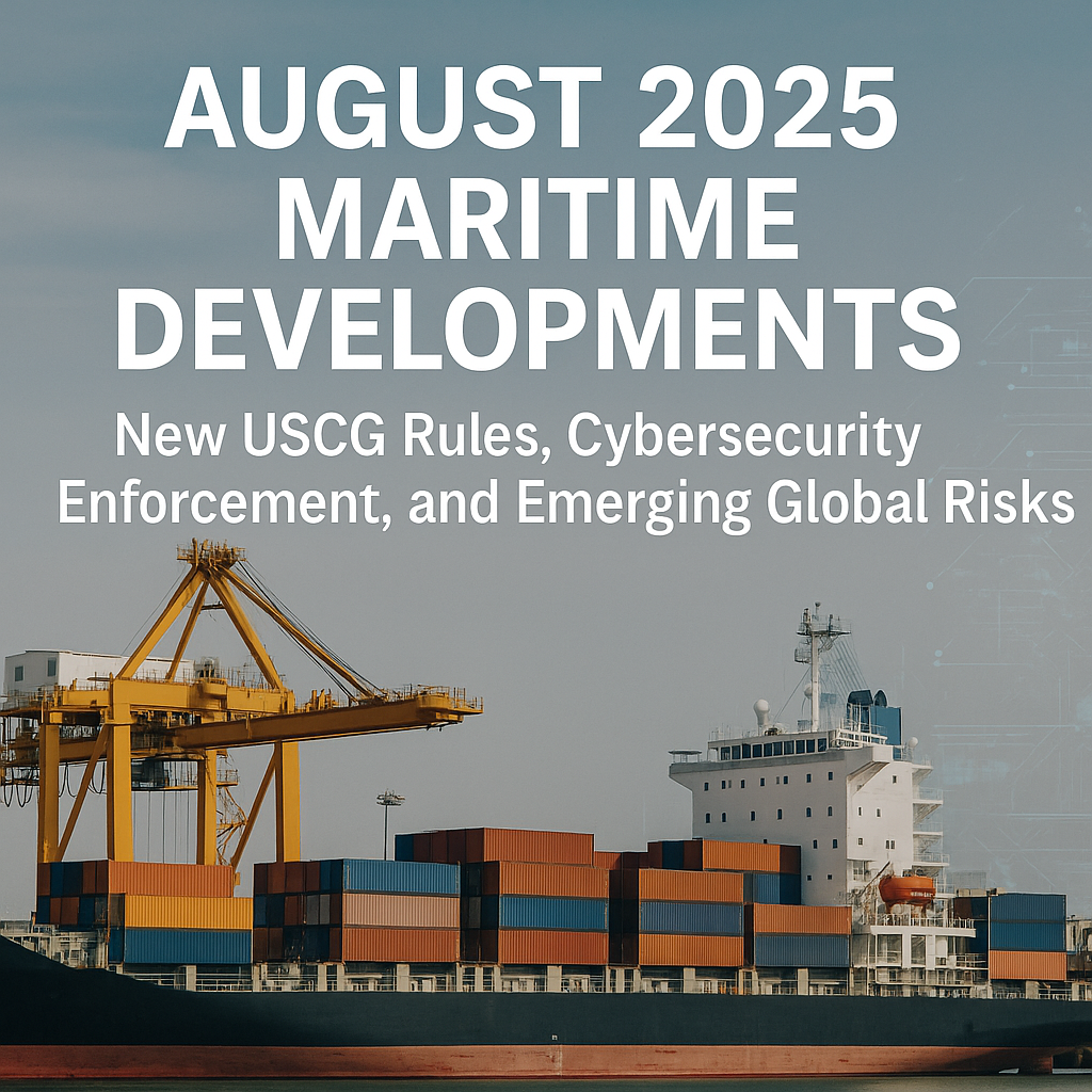 August 2025 Maritime Developments: New USCG Rules, Cybersecurity Enforcement, and Emerging Global Risks