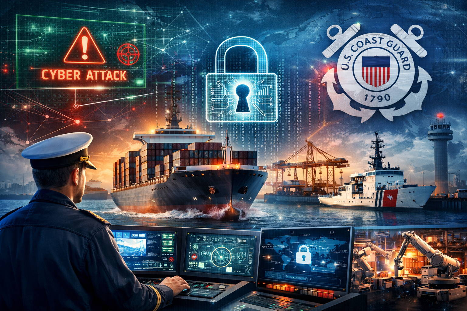 Maritime cyber risk 2026 OT security and USCG compliance visualization